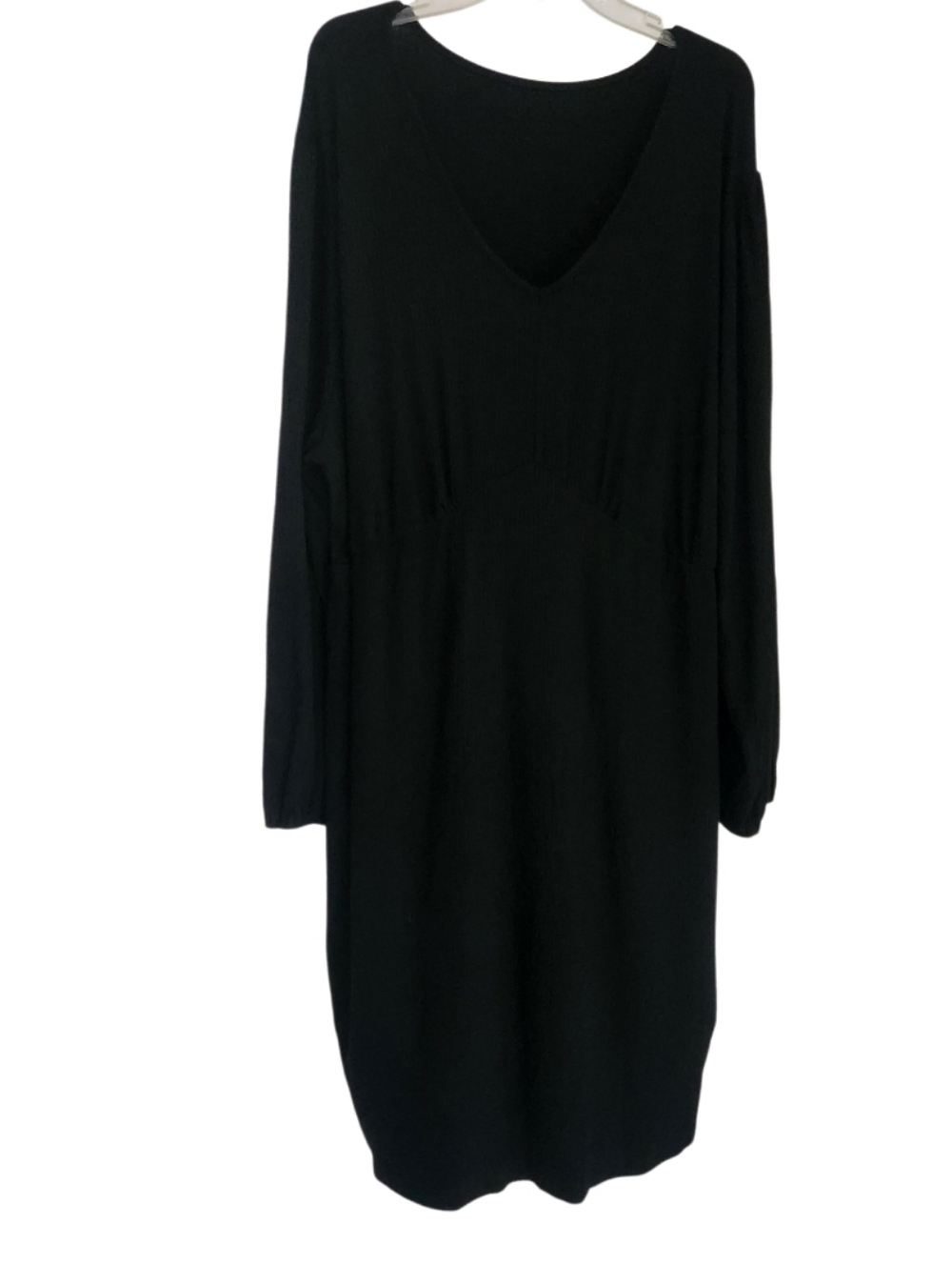 Black Ribbed V-Neck Long Sleeve Women’s Dress Sz 5x Nwt